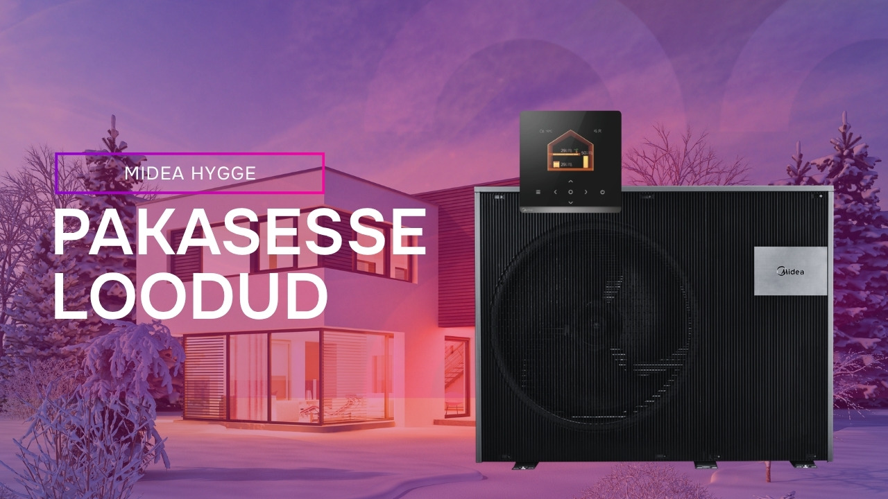 Midea Hygge parimaid õhk-vesi soojuspumpasid Eesti kliimasse, 180-240m2 majale, säästlik, ilus must välisosa, võimas, suudab kütta ka -30ga
